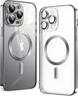 iPhone 11 Pro Max Silver Electro MagSafe Case With Camera Glass Protection