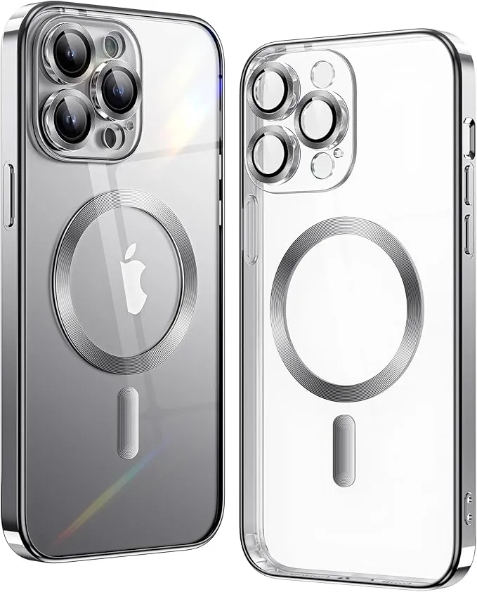 iPhone 11 Pro Max Silver Electro MagSafe Case With Camera Glass Protection