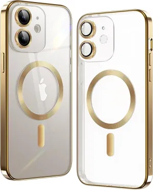 iPhone 15 Gold Electro MagSafe Case With Camera Glass Protection