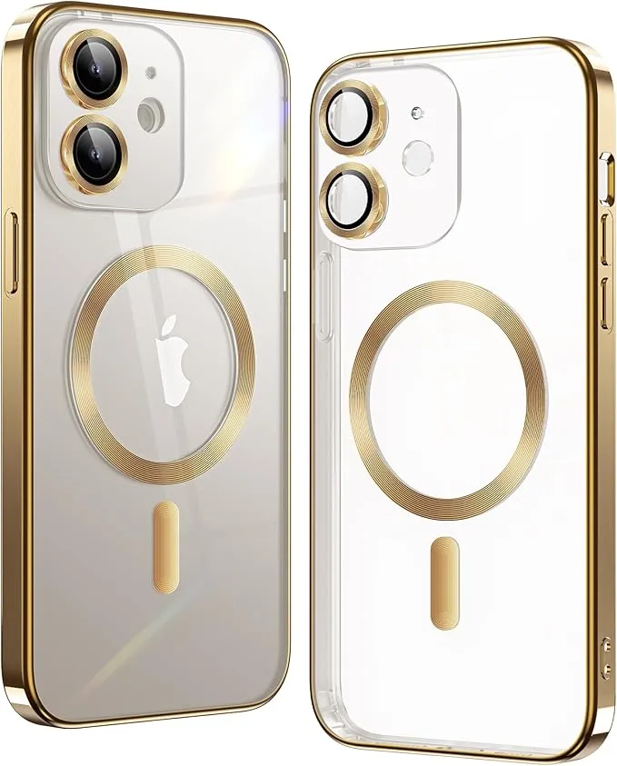 iPhone 15 Gold Electro MagSafe Case With Camera Glass Protection