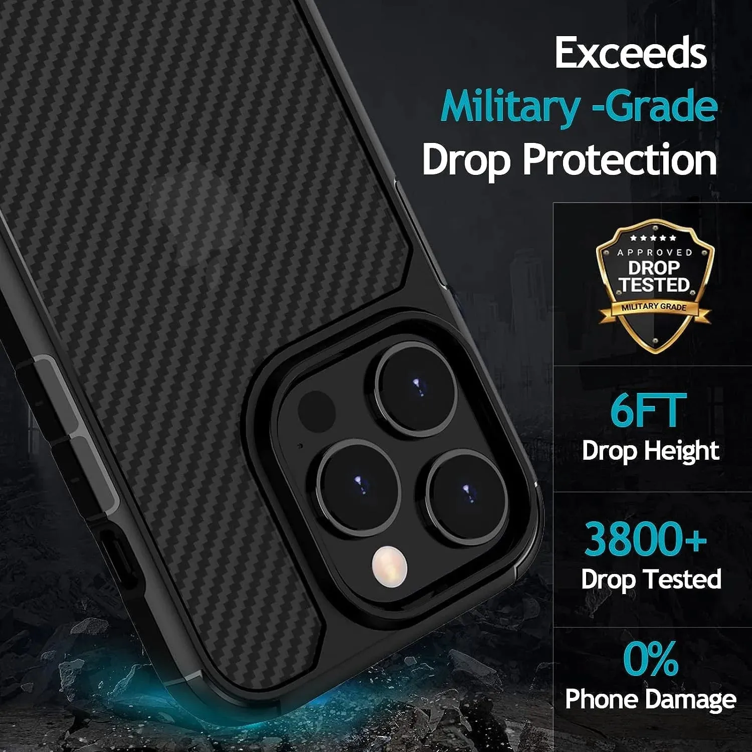 iPhone 15 Plus Carbon Fiber Texture Translucent Shockproof Case
