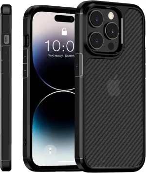 iPhone 15 Plus Carbon Fiber Texture Translucent Shockproof Case
