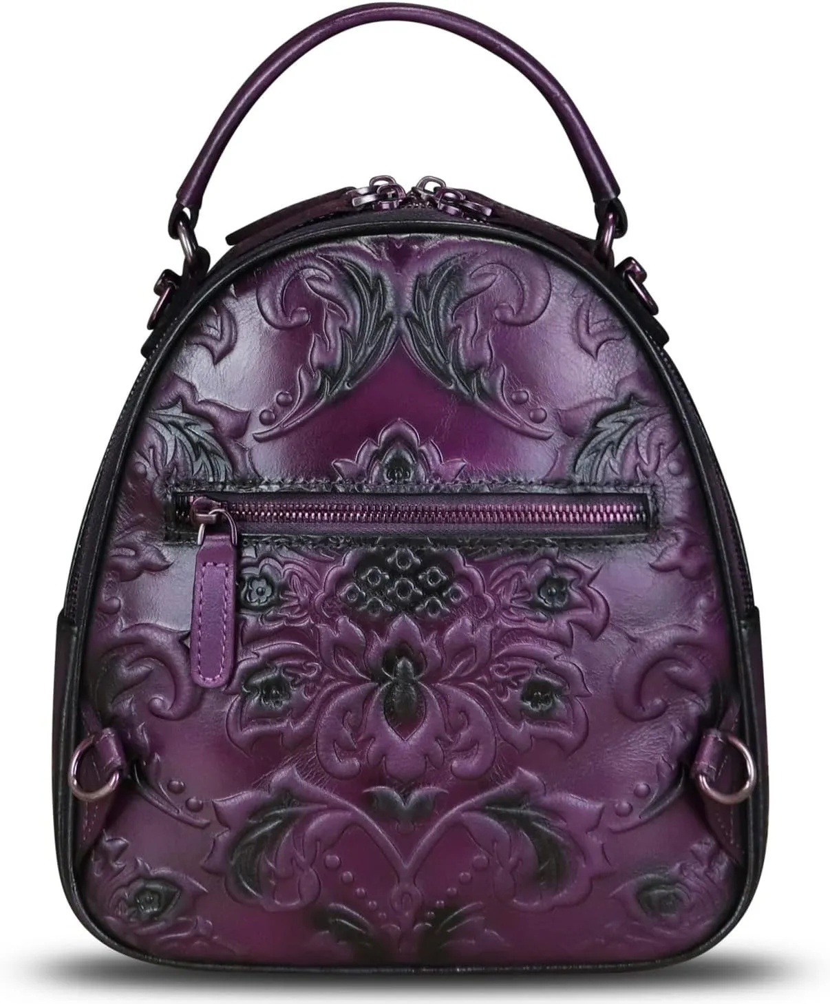IVTG Genuine Leather Backpack for Women Crossbody Shoulder Bag Vintage Rucksack Fashion Knapsack Purse Daypack Bag (Purple)