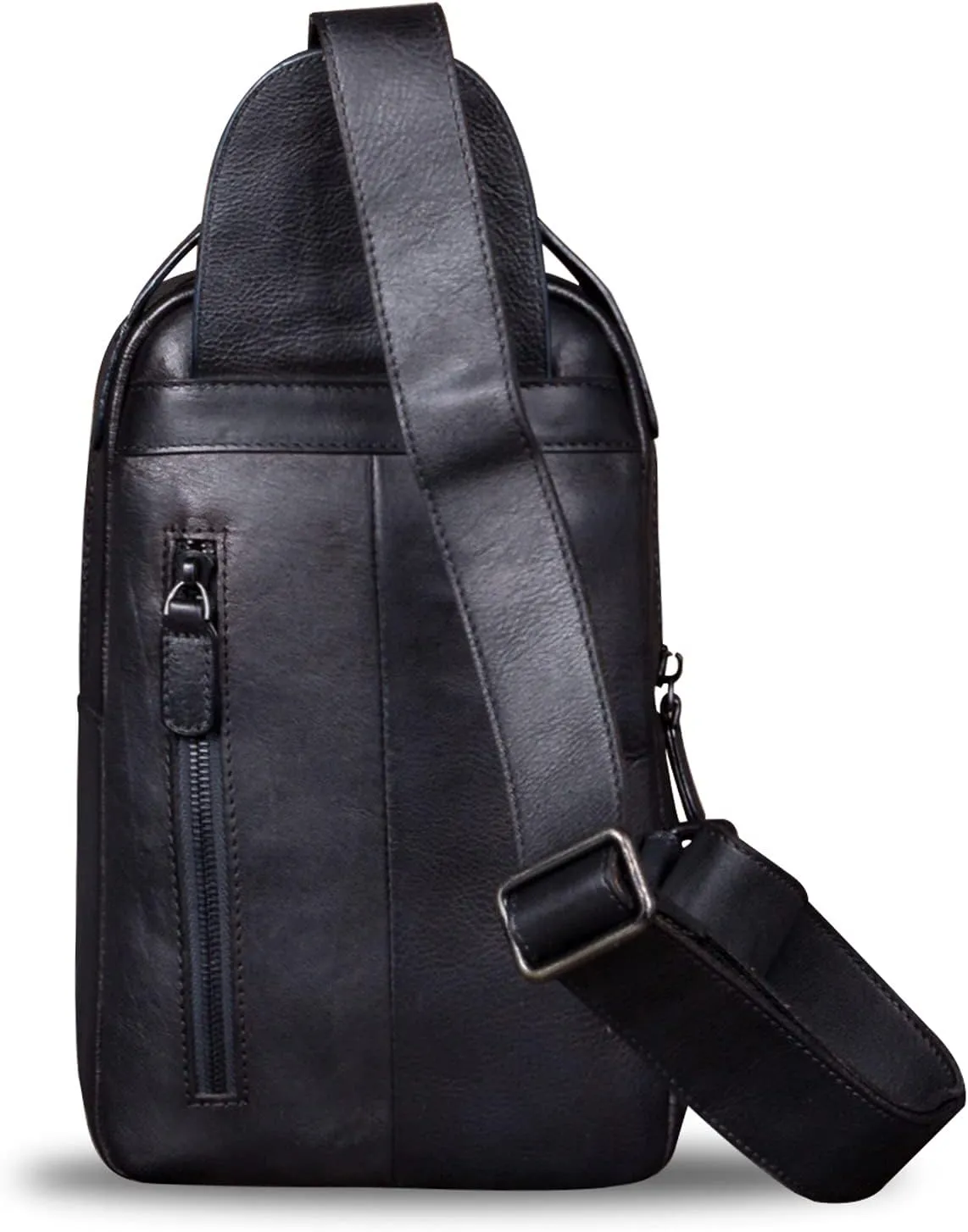 IVTG Genuine Leather Sling Bag Chest Shoulder Fanny Bag Hiking Backpack Vintage Handmade Crossbody Daypack
