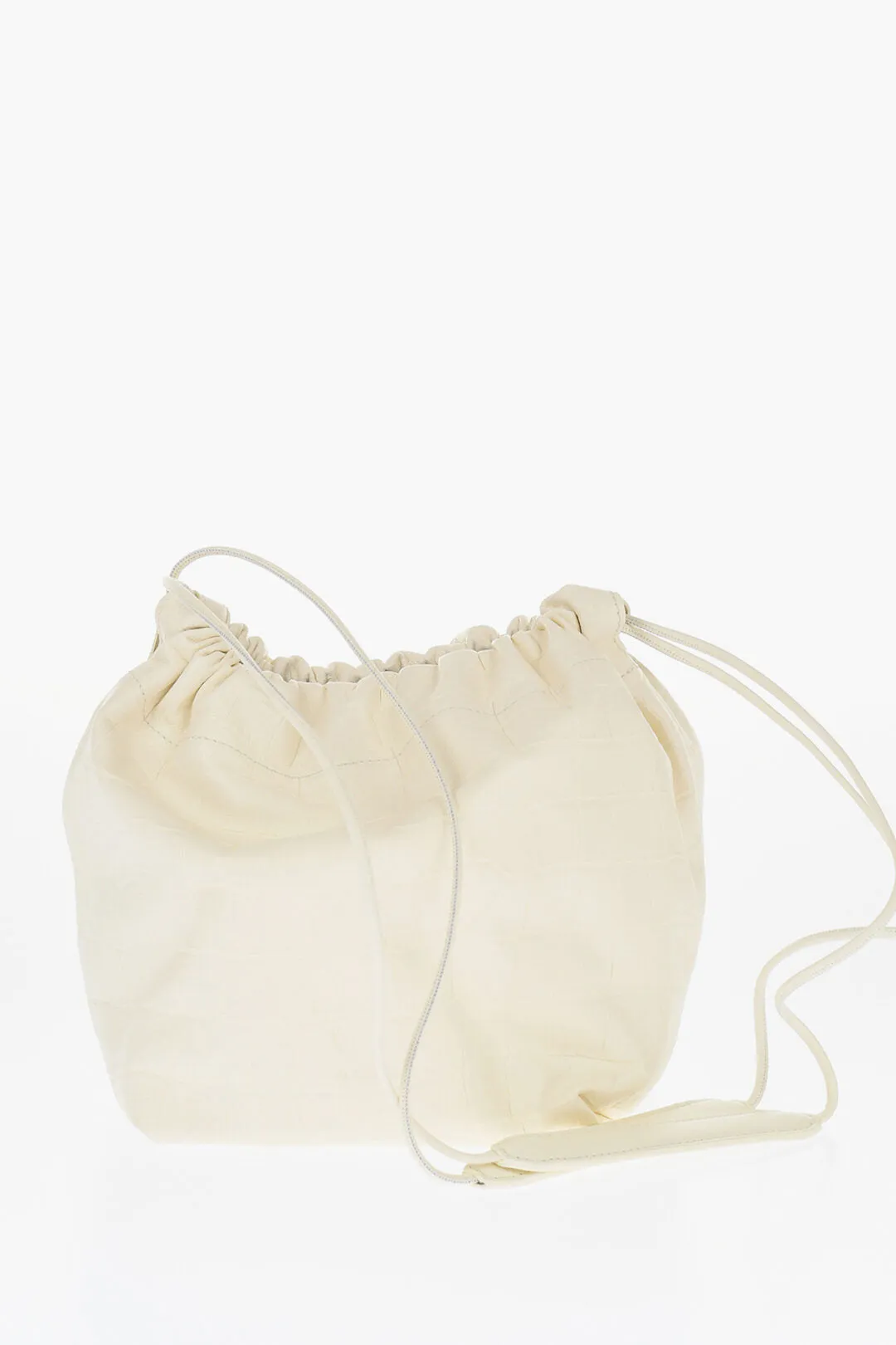 Jil Sander Crocodile Printed Leather DUMPLING Bucket Bag