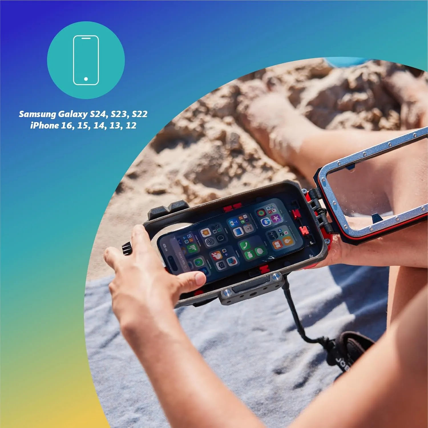 JOBY SeaPal, Waterproof Smartphone Case up to 10m/33ft,for Underwater Action Content Creation Videography Photography Surfing Snorkeling Fishing Travel,Compatible with iPhone,Samsung Series S24/23/22