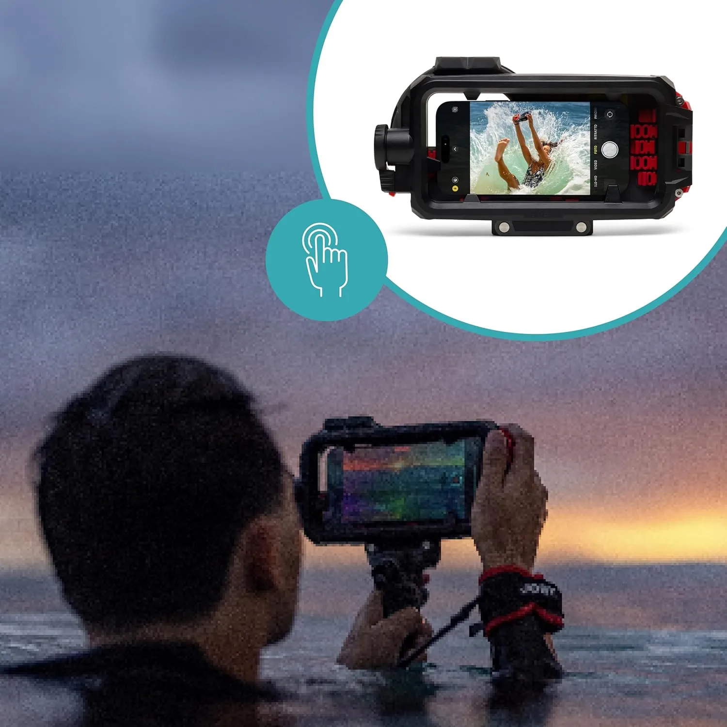 JOBY SeaPal, Waterproof Smartphone Case up to 10m/33ft,for Underwater Action Content Creation Videography Photography Surfing Snorkeling Fishing Travel,Compatible with iPhone,Samsung Series S24/23/22