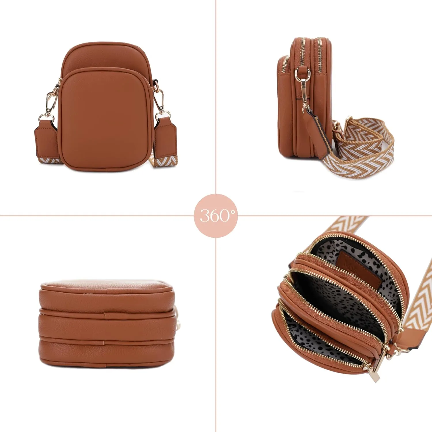 Josie Triple Zip Crossbody Bag