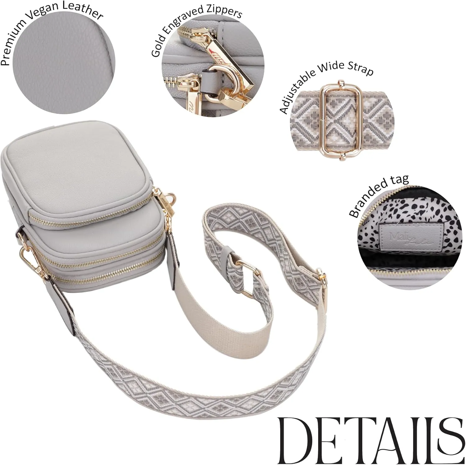 Josie Triple Zip Crossbody Bag