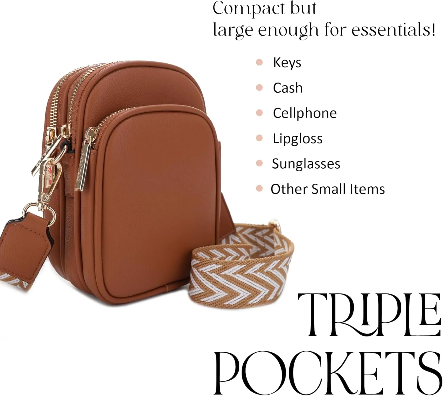 Josie Triple Zip Crossbody Bag