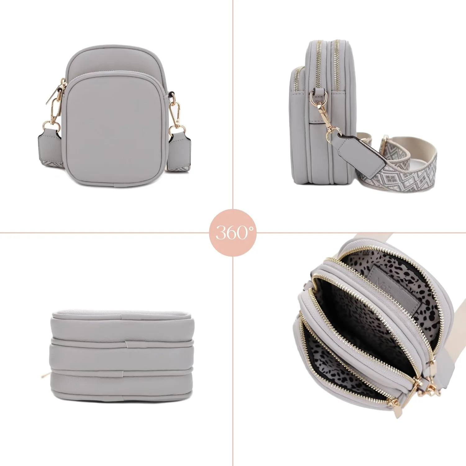 Josie Triple Zip Crossbody Bag