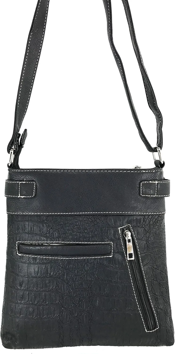 Justin West Concealed Carry Western Cross Duo Color Shoulder Handbag Purse