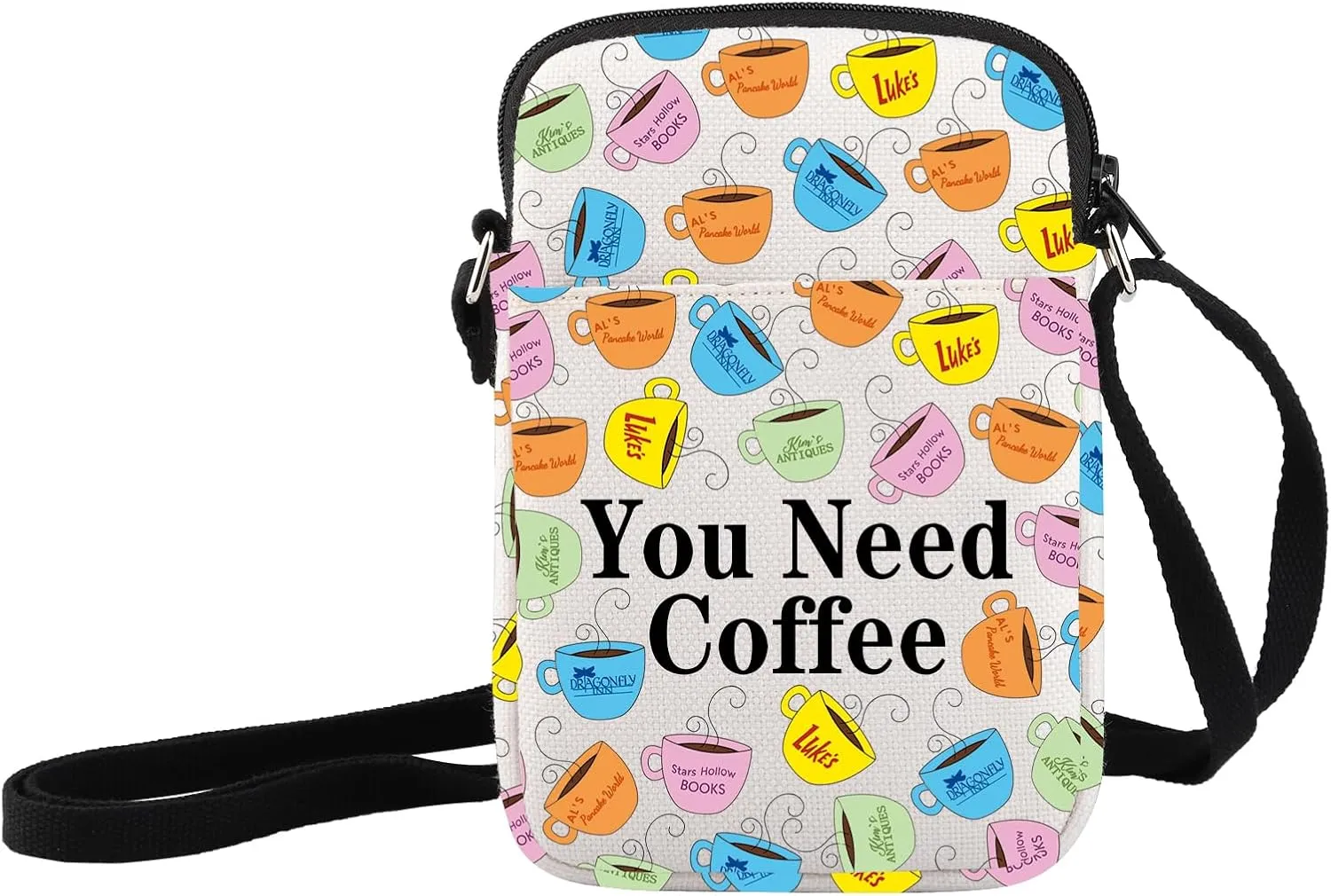 JXGZSO Tv Show Inspired Gift Luke's Diner Crossbody Bag Drink Like Lorelai & Read Like Rory Shoulder Bag Lukes Fans Gift