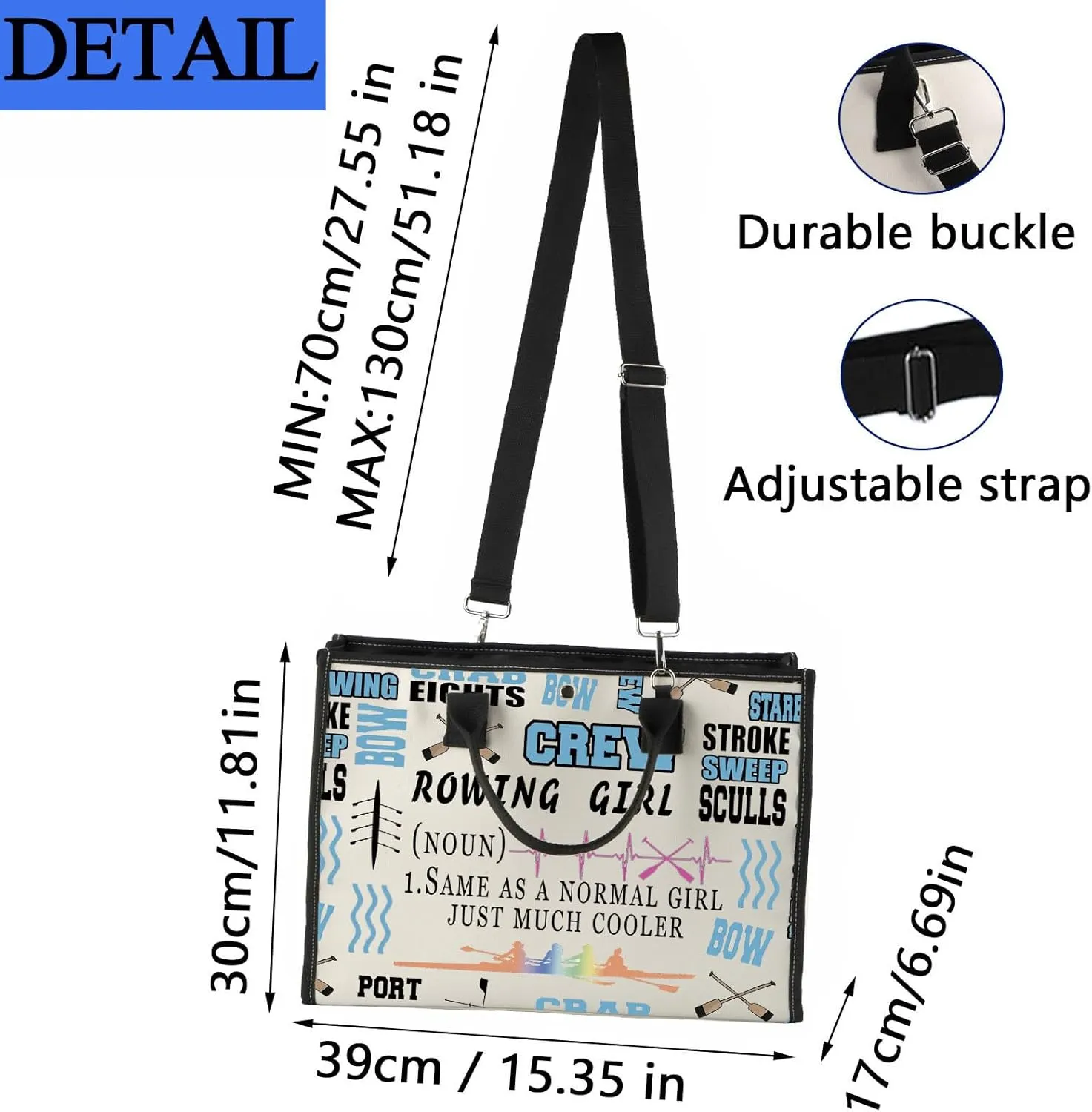 JYTAPP Rowing Tote Bag Rowing Girl Like a Normal Girl But Cooler Makeup Bag Rowing Makeup Zipper Pouch Bag For Women Girls Rowing Competitions Lady Gifts (Tote Bag)