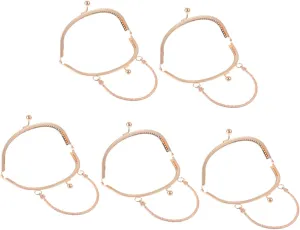 KALLORY 5Pcs Arc Flower Pattern Handbag Clasps Purse Replacement Handles Shiny Light Bag Handle Accessories for Purse Making