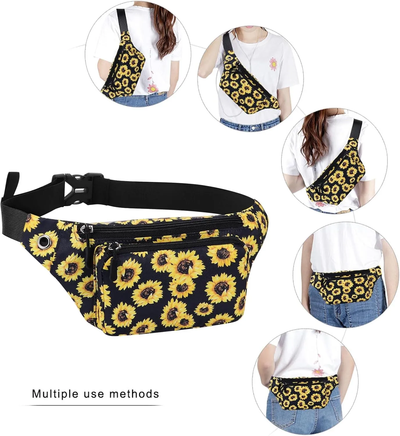 KAMO Fanny Pack, Waist Bag Sling Backpack Water Resistant Durable Polyester Small Waist Bag