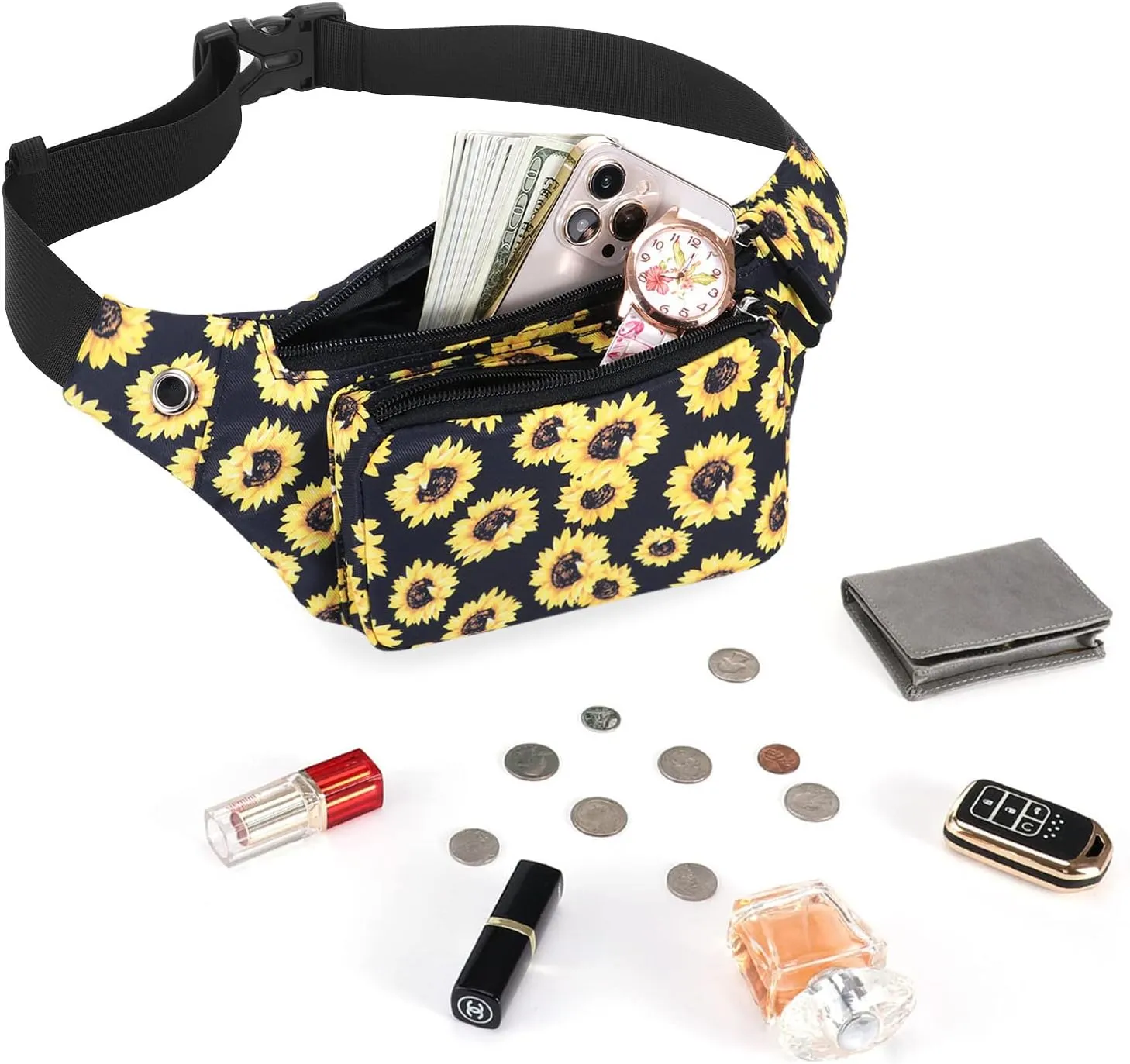 KAMO Fanny Pack, Waist Bag Sling Backpack Water Resistant Durable Polyester Small Waist Bag
