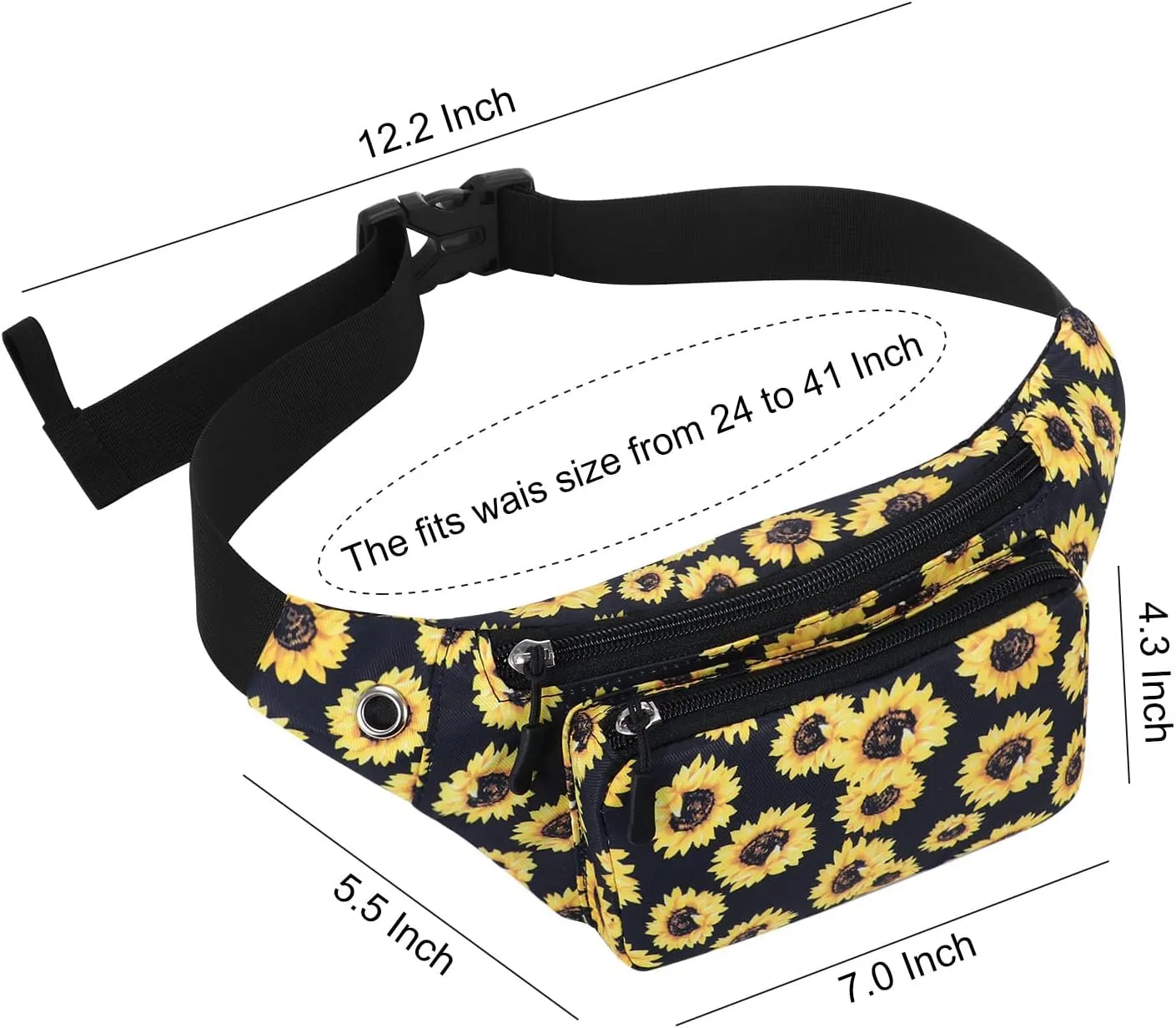 KAMO Fanny Pack, Waist Bag Sling Backpack Water Resistant Durable Polyester Small Waist Bag