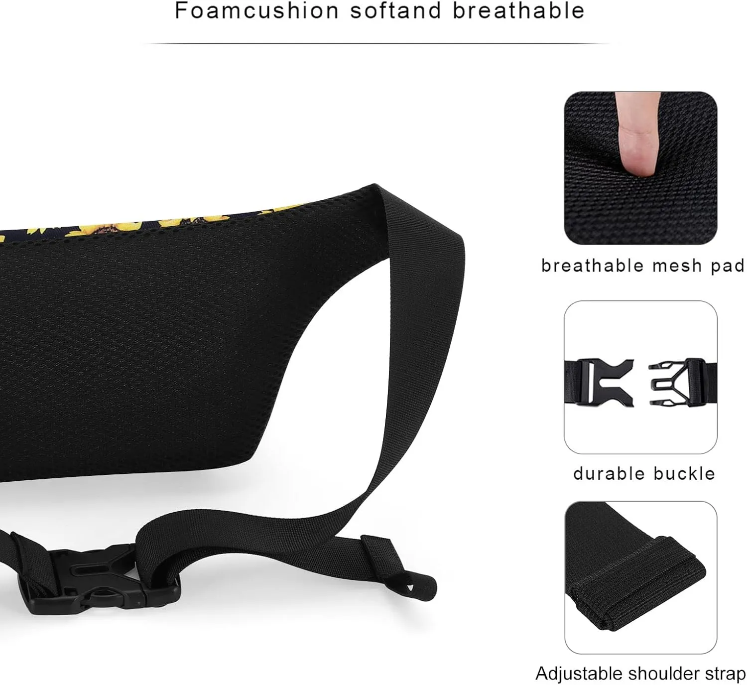 KAMO Fanny Pack, Waist Bag Sling Backpack Water Resistant Durable Polyester Small Waist Bag