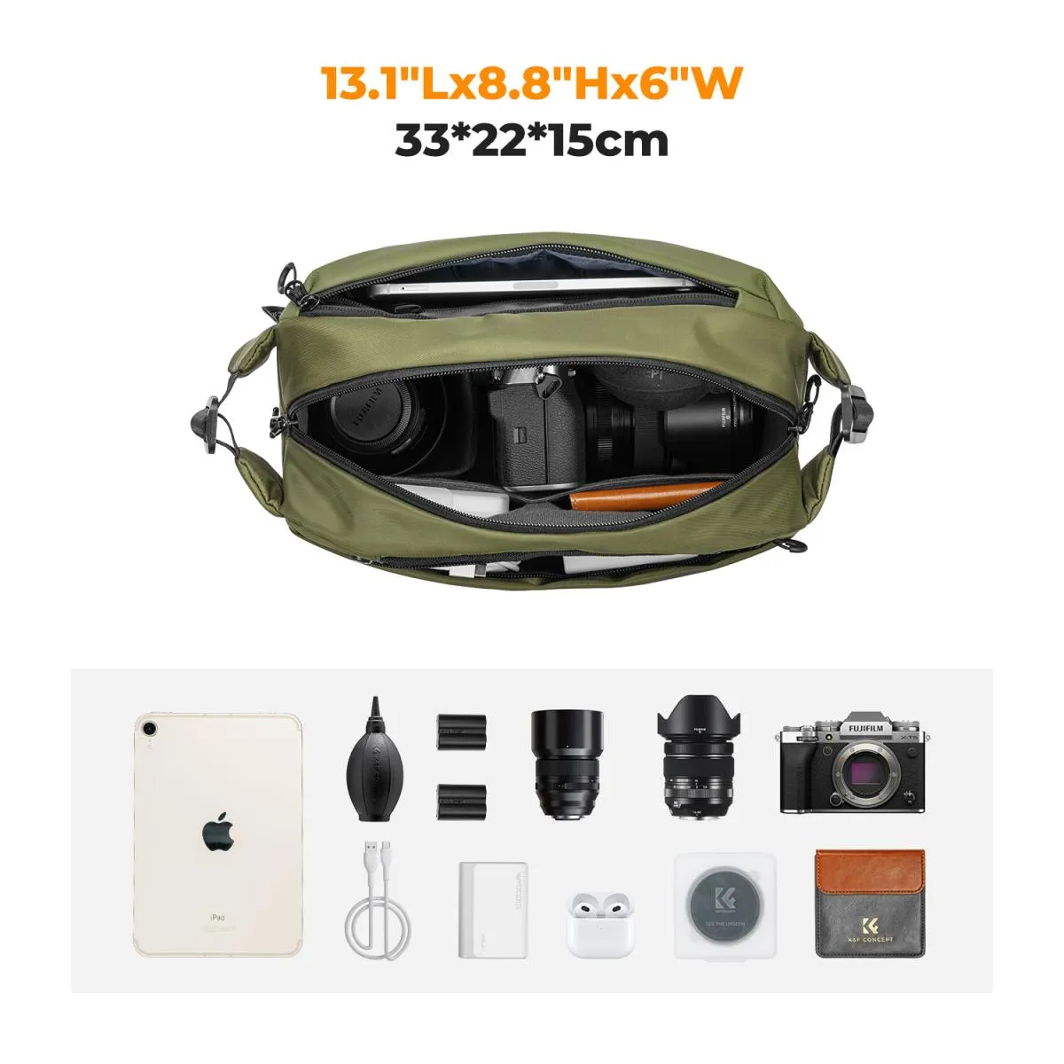 K&F Concept Alpha Sling Camera Bag 10L (Green)