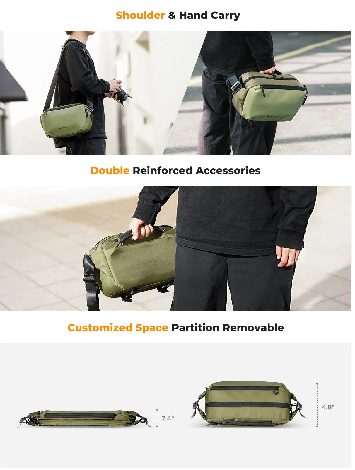 K&F Concept Alpha Sling Camera Bag 10L (Green)