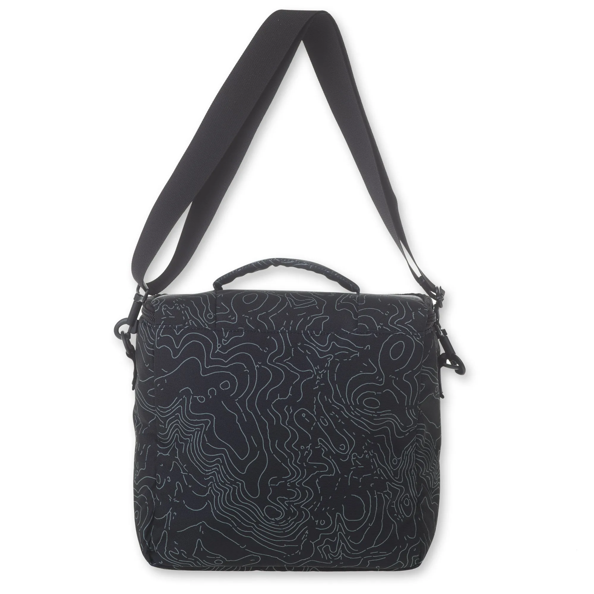KAVU Snack Sack Black Topo Printed Cross Body Zip Closure Insulated Cooler Bag