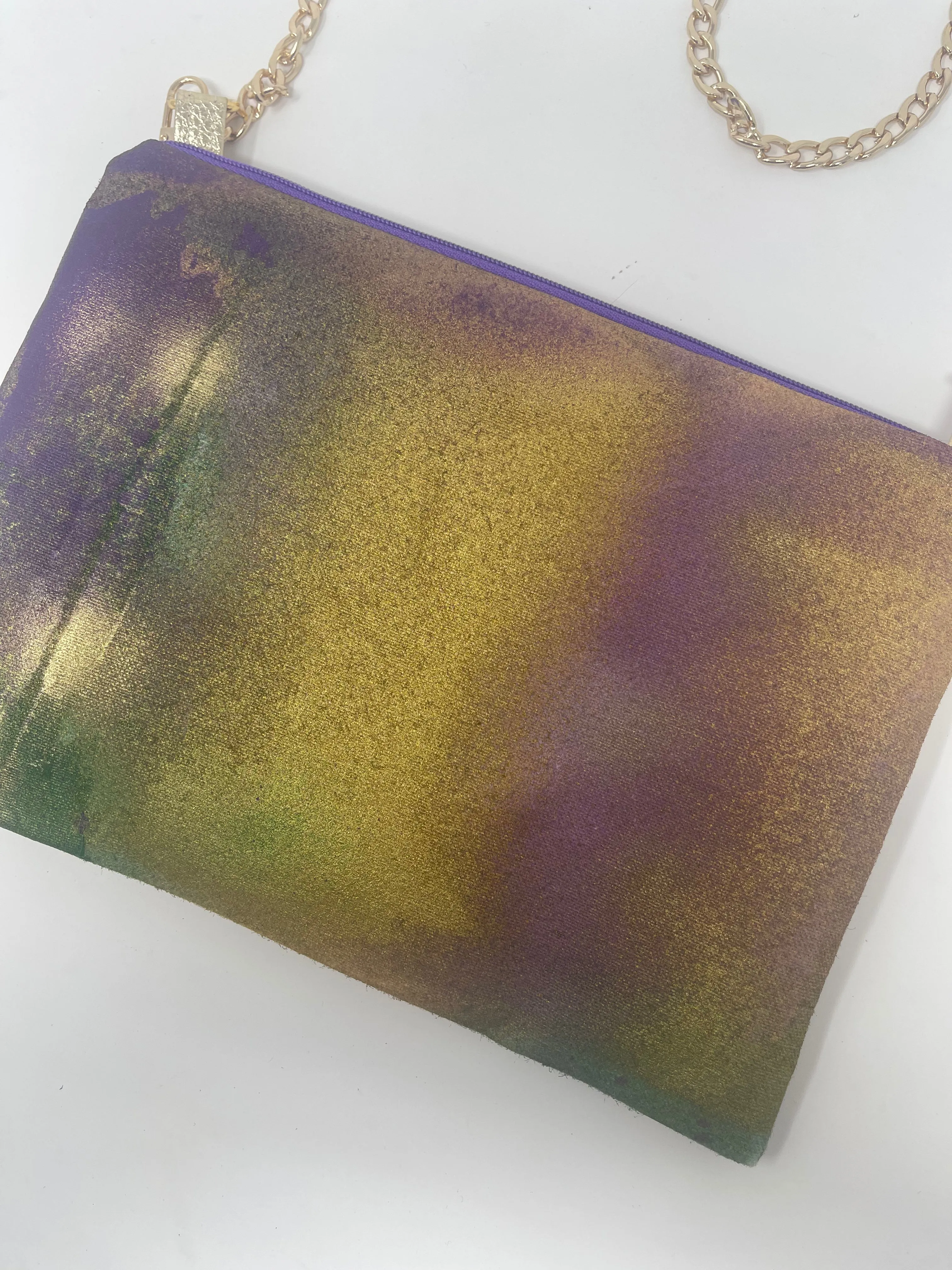 Kayla Clutch- Mardi Gras hand painted crossbody