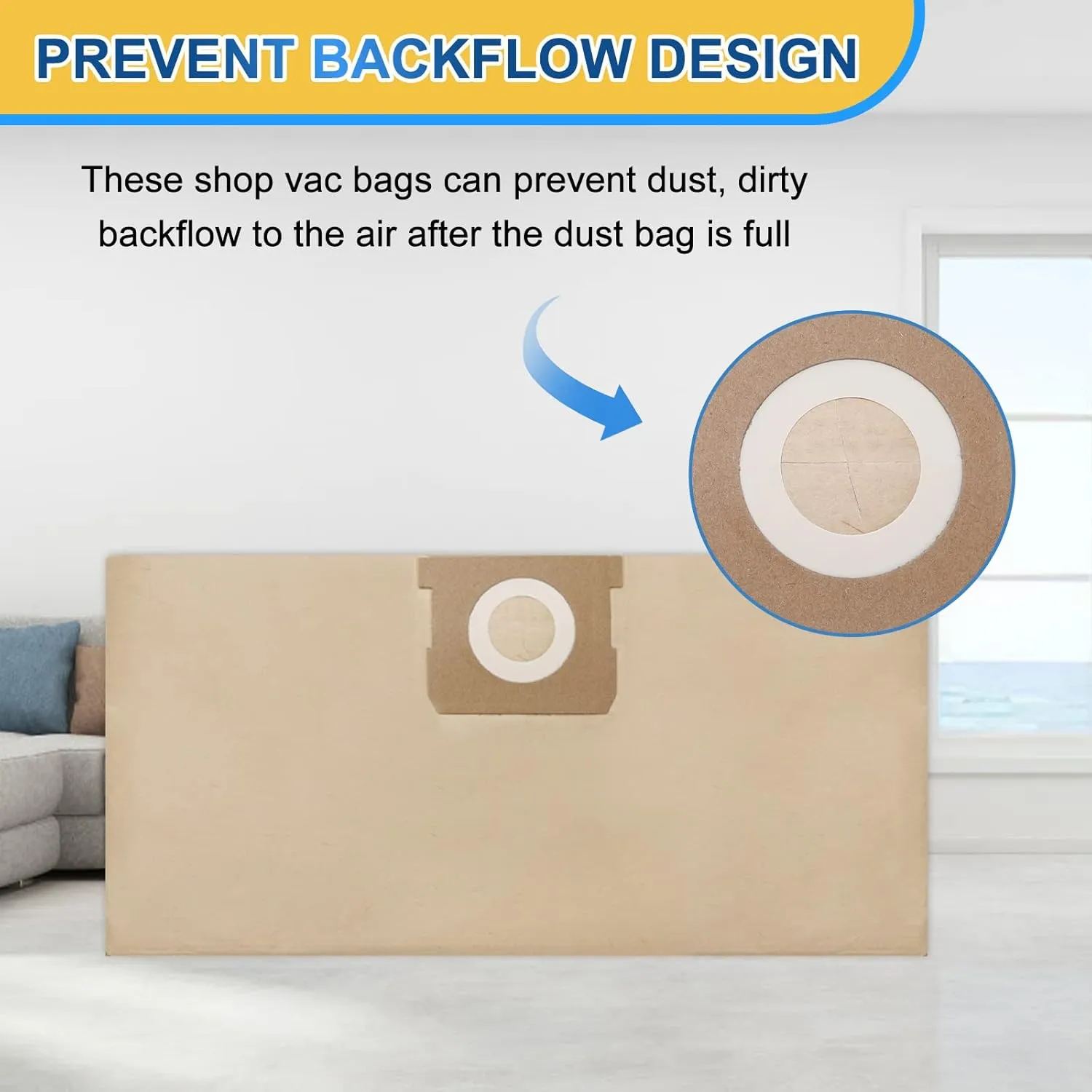 KEEPOW DXVA19-4101 Shop Vac Bags Compatible with DEWALT,6 8 9 10 Gallon Vacuum Bags for DXV06P, DXV09P, DXV09PA, DXV10P, DXV10PL, DXV10S, DXV10SA, DXV10SB, 9 Pack