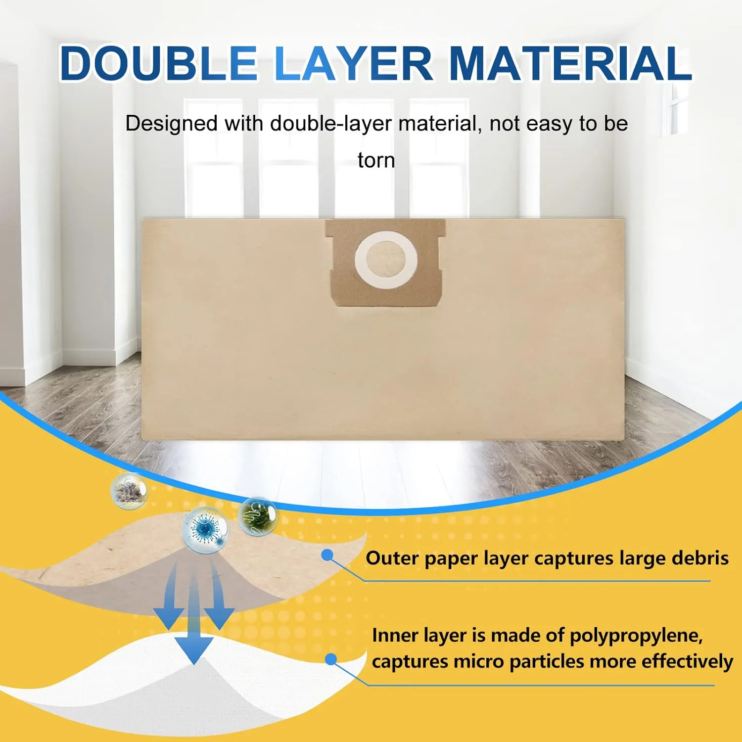 KEEPOW DXVA19-4101 Shop Vac Bags Compatible with DEWALT,6 8 9 10 Gallon Vacuum Bags for DXV06P, DXV09P, DXV09PA, DXV10P, DXV10PL, DXV10S, DXV10SA, DXV10SB, 9 Pack