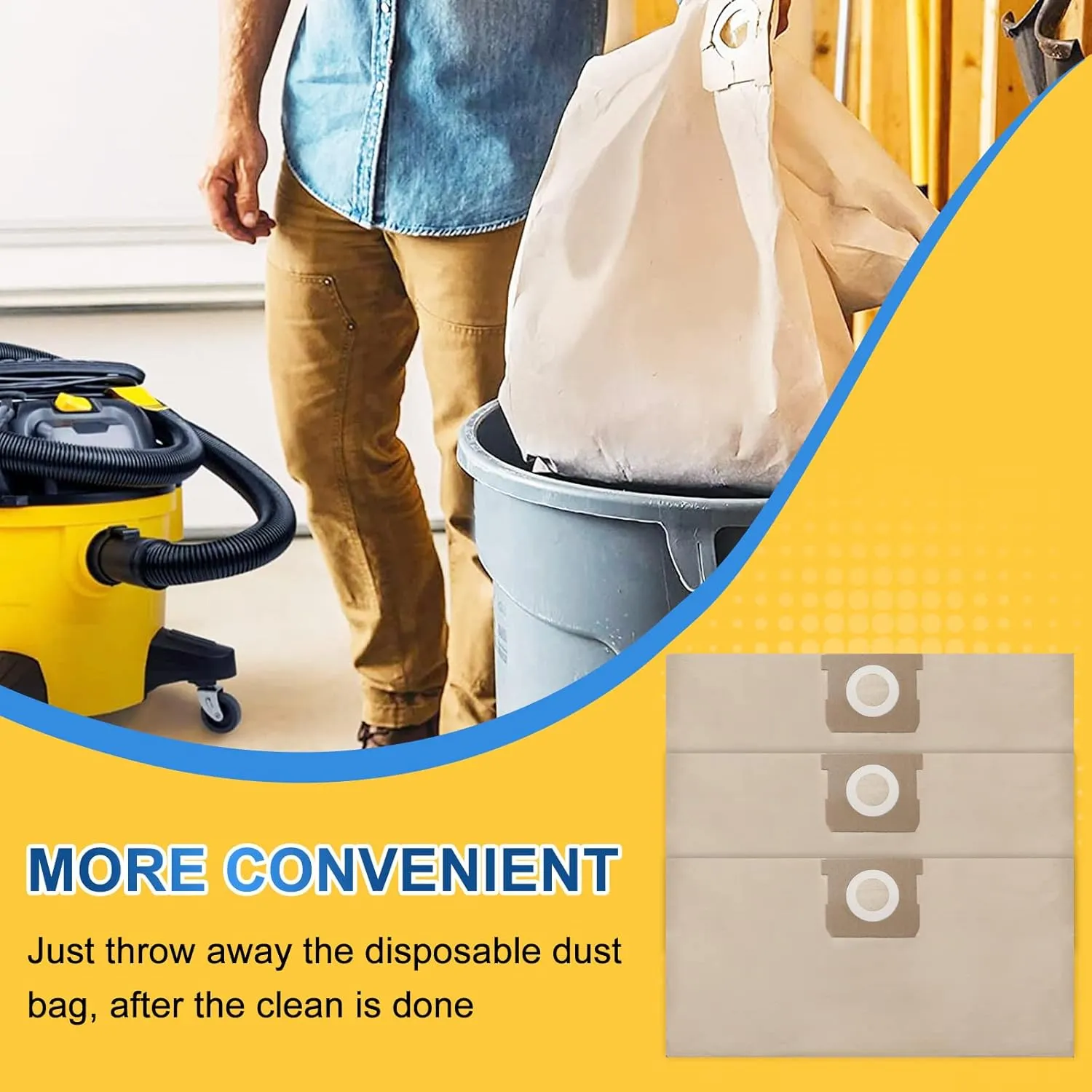 KEEPOW DXVA19-4101 Shop Vac Bags Compatible with DEWALT,6 8 9 10 Gallon Vacuum Bags for DXV06P, DXV09P, DXV09PA, DXV10P, DXV10PL, DXV10S, DXV10SA, DXV10SB, 9 Pack