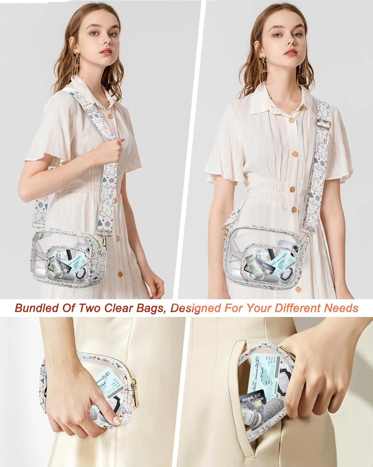 KETIEE Clear Crossbody Bag, Stadium Approved Clear Purse Bag for Concerts Sports Events Festivals