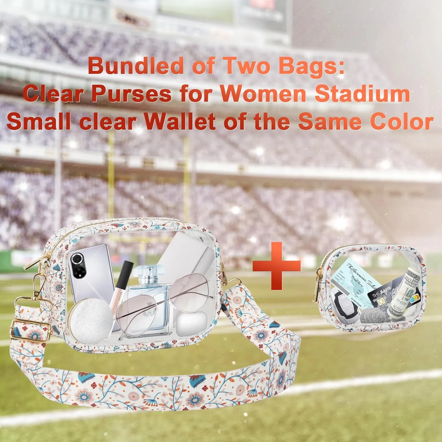 KETIEE Clear Crossbody Bag, Stadium Approved Clear Purse Bag for Concerts Sports Events Festivals