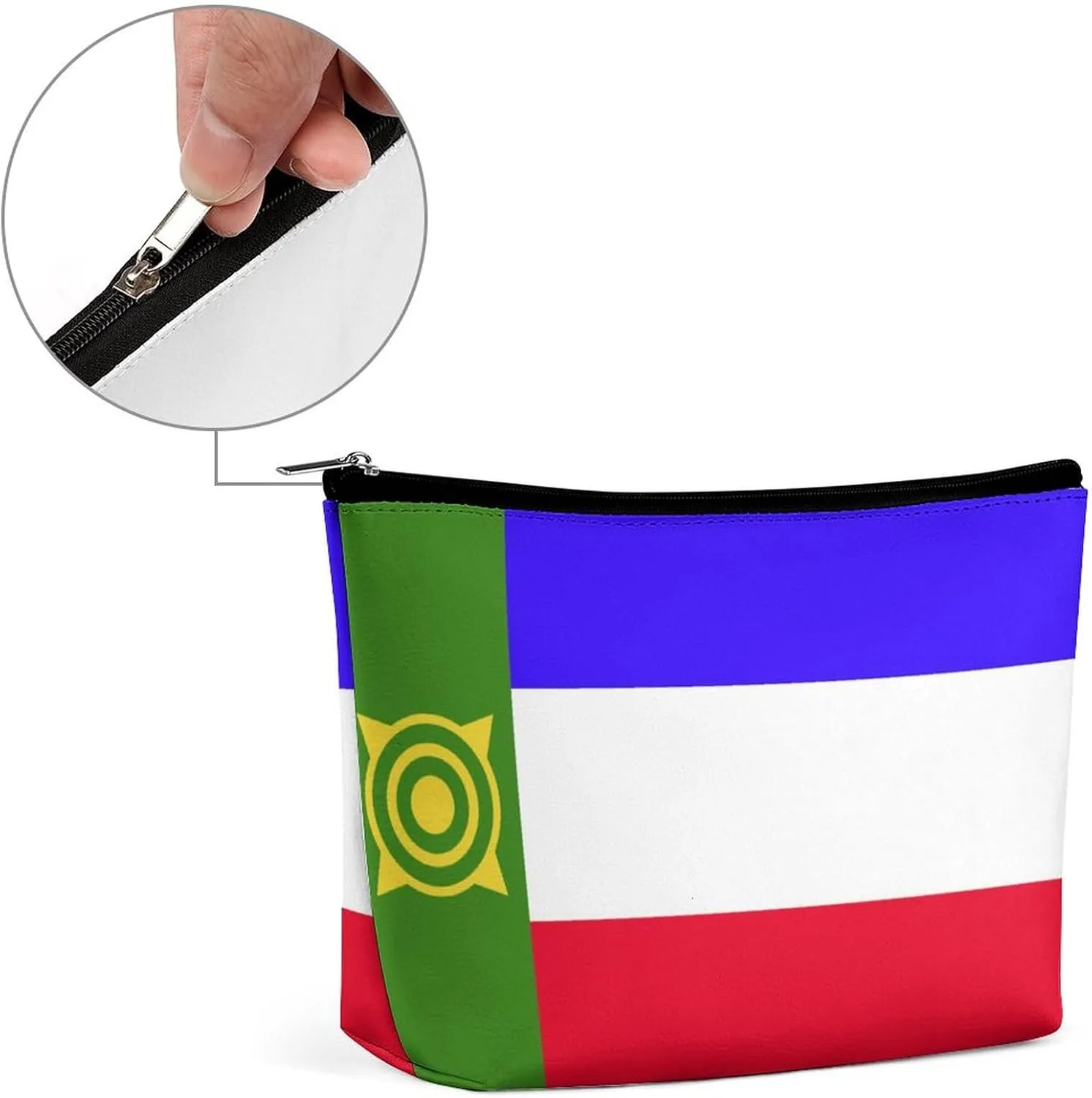 Khakassia Flag Travel-Friendly Cosmetic Bag Zipper Makeup Organizer Pouch for Women