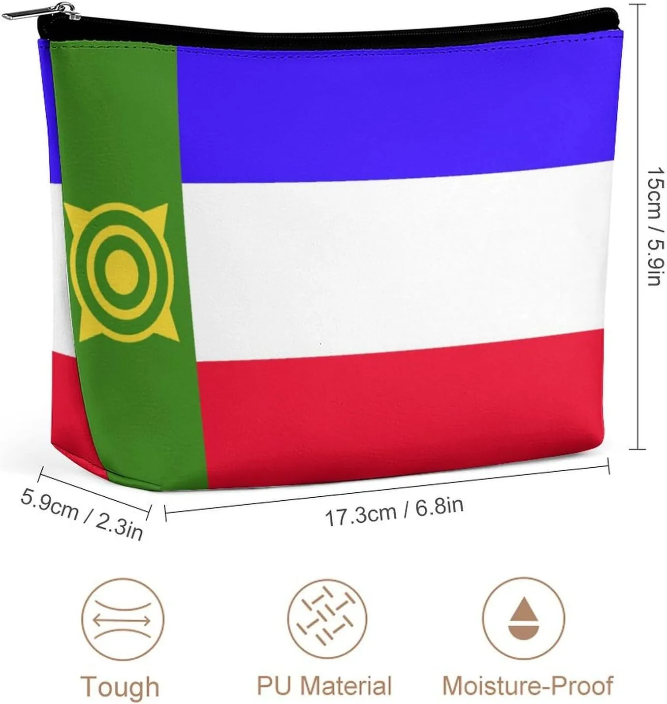 Khakassia Flag Travel-Friendly Cosmetic Bag Zipper Makeup Organizer Pouch for Women