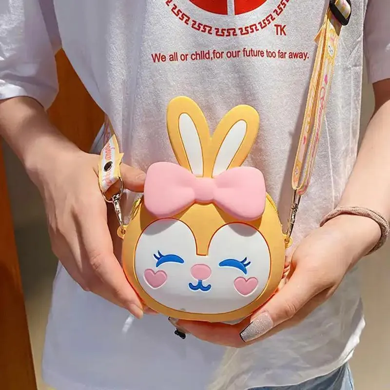 Kids Girls Cute Mini Crossbody Bag Silicone Coin Purse Shoulder Bag Wallets Gift