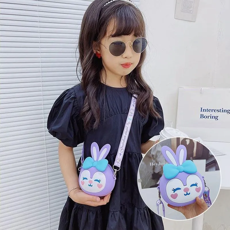 Kids Girls Cute Mini Crossbody Bag Silicone Coin Purse Shoulder Bag Wallets Gift