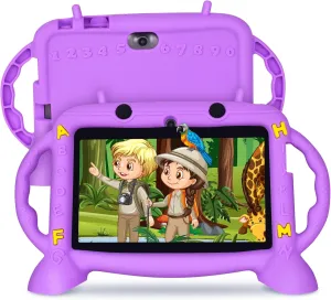 Kids Tablet, 7 inch Tablet for Kids 2-10, Educational Learning Toddler Tablet Android 11, 3GB RAM 32GB ROM Storage, Google Play YouTube, Baby Girl boy Present（Purple）