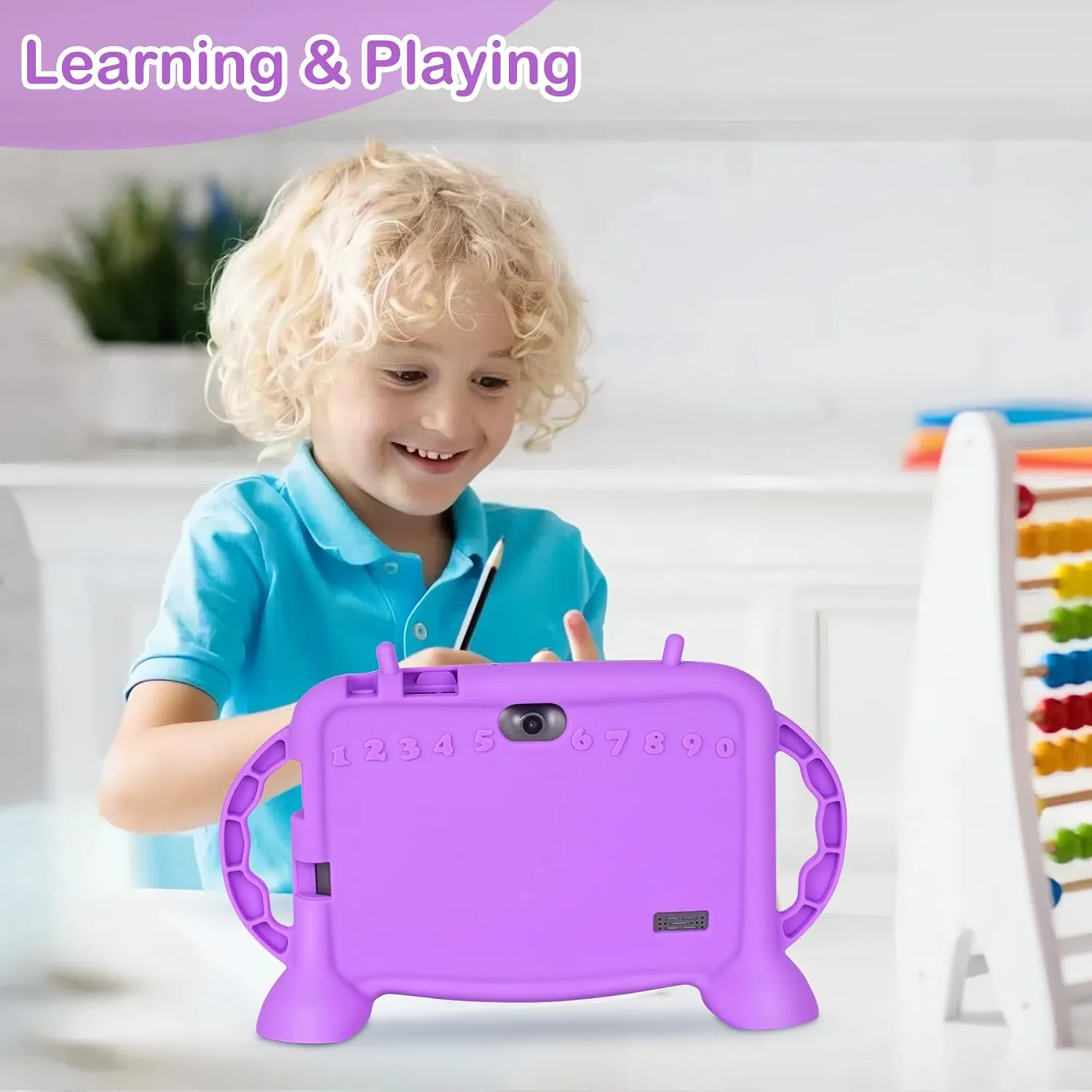 Kids Tablet, 7 inch Tablet for Kids 2-10, Educational Learning Toddler Tablet Android 11, 3GB RAM 32GB ROM Storage, Google Play YouTube, Baby Girl boy Present（Purple）