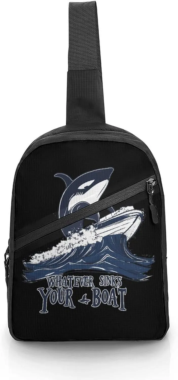 Killer Whale Whatever Sinks Your Boat Chest Bag Foldable Crossbody Unisex Pack Travel Hiking Adjustable Shoulder Straps Sling Bags