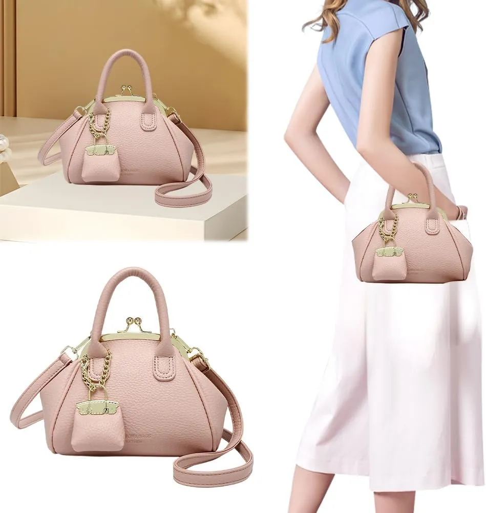 Kiss Lock Purse and Handbags Women's Kiss Lock Crossbody Bag Kisslock Shoulder Bags Satchel Bags Top Handle Handbag Clutch
