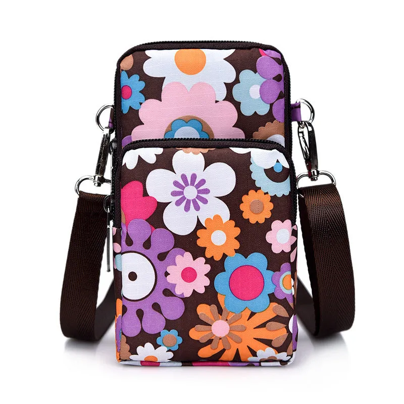 Korean Style Printed Nylon Mini Mobile Purses