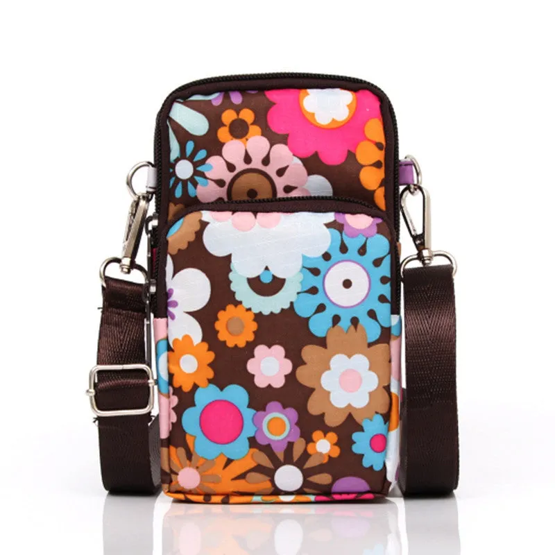 Korean Style Printed Nylon Mini Mobile Purses