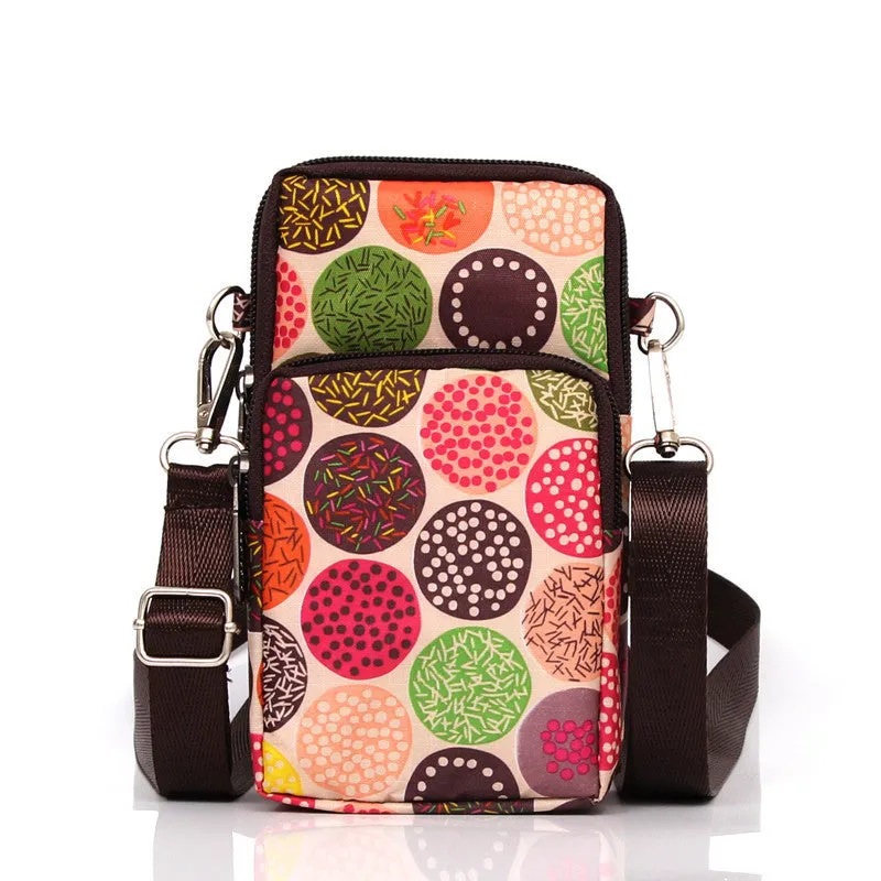 Korean Style Printed Nylon Mini Mobile Purses