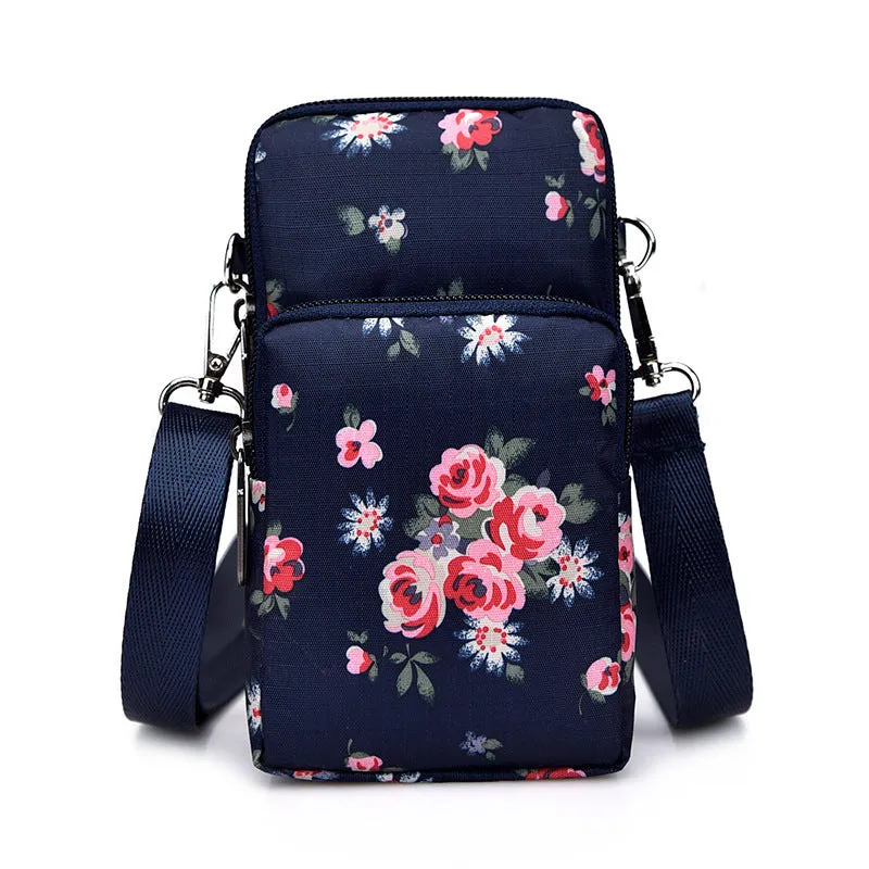 Korean Style Printed Nylon Mini Mobile Purses