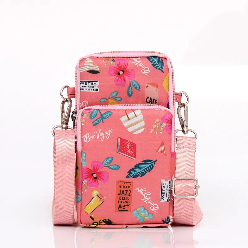 Korean Style Printed Nylon Mini Mobile Purses