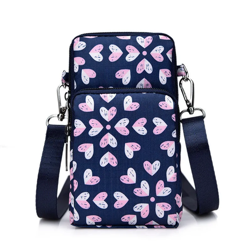 Korean Style Printed Nylon Mini Mobile Purses