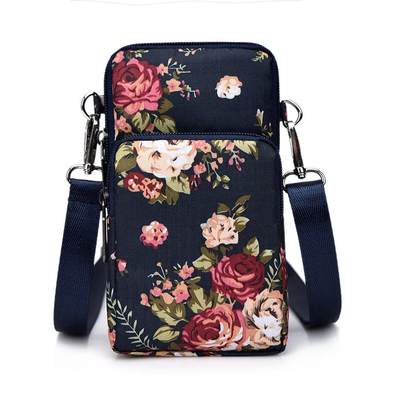 Korean Style Printed Nylon Mini Mobile Purses