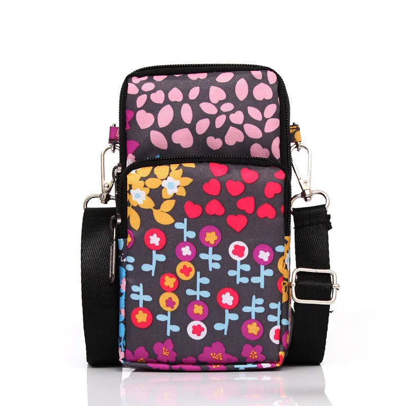 Korean Style Printed Nylon Mini Mobile Purses
