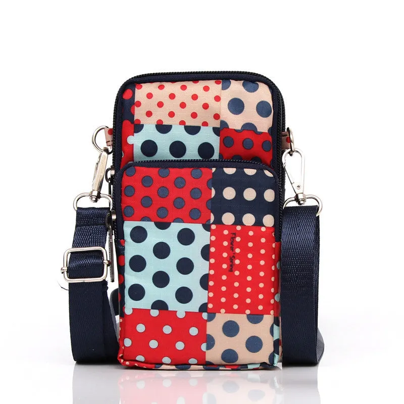 Korean Style Printed Nylon Mini Mobile Purses