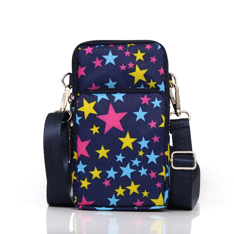 Korean Style Printed Nylon Mini Mobile Purses